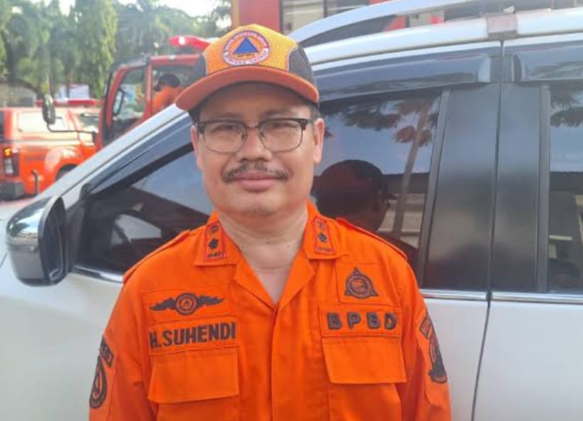 Kepala BPBD Kota Cilegon Suhendi saat memberikan keteranganpers.