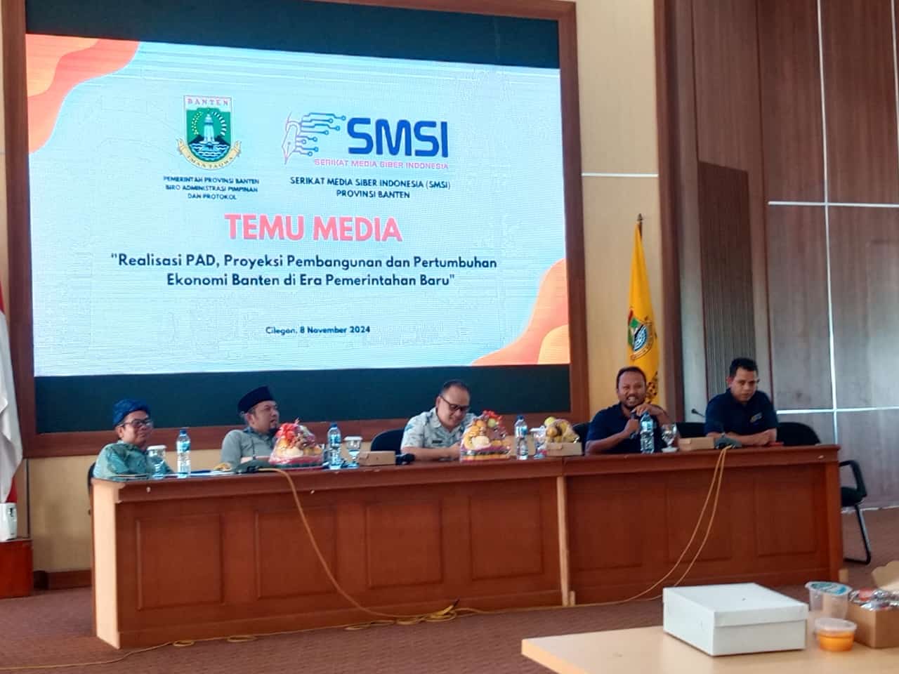 Suasana acara Temu Media di aula Kominfo Kota Cilegon