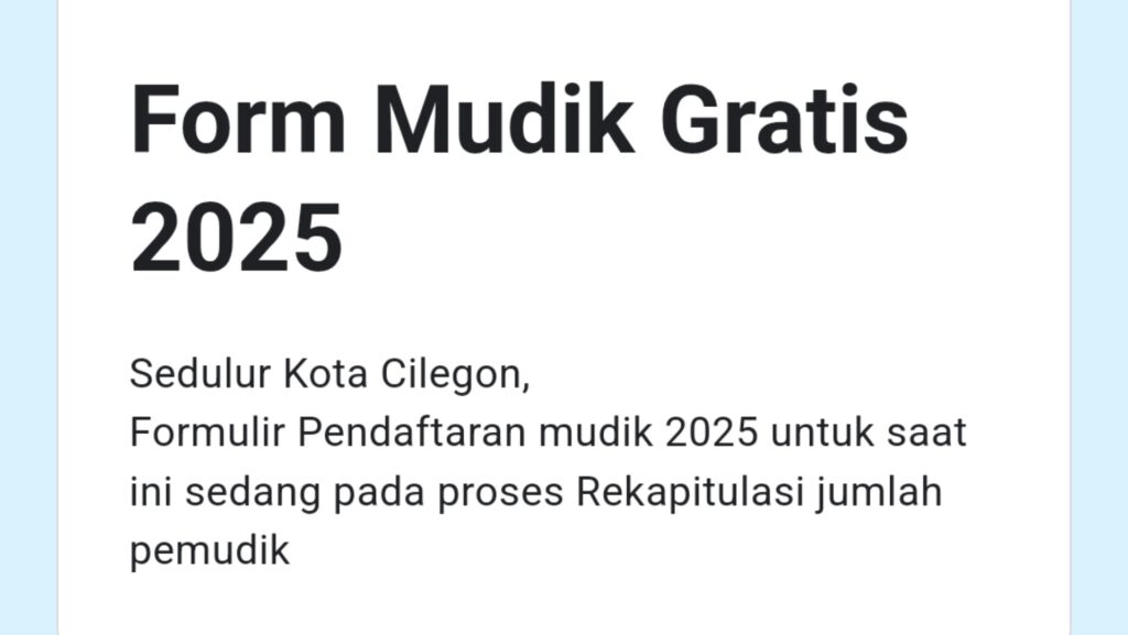Baru Dibuka, Langsung Ditutup! Pendaftaran Mudik Gratis Cilegon Ludes dalam 2,5 Jam